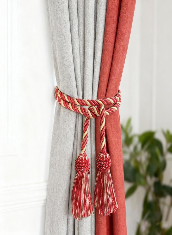 UBCGOTT Curtain Tiebacks Handmade Decorative Curtain Holdbacks Rope with Tassel Curtain Pendant Rope Adjustable Ties Door Curtain Decorative (Gold, 2 PC) - Image 4